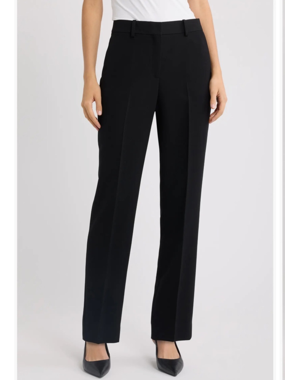 Theory Black Women's Wool blend Straight leg Trousers
